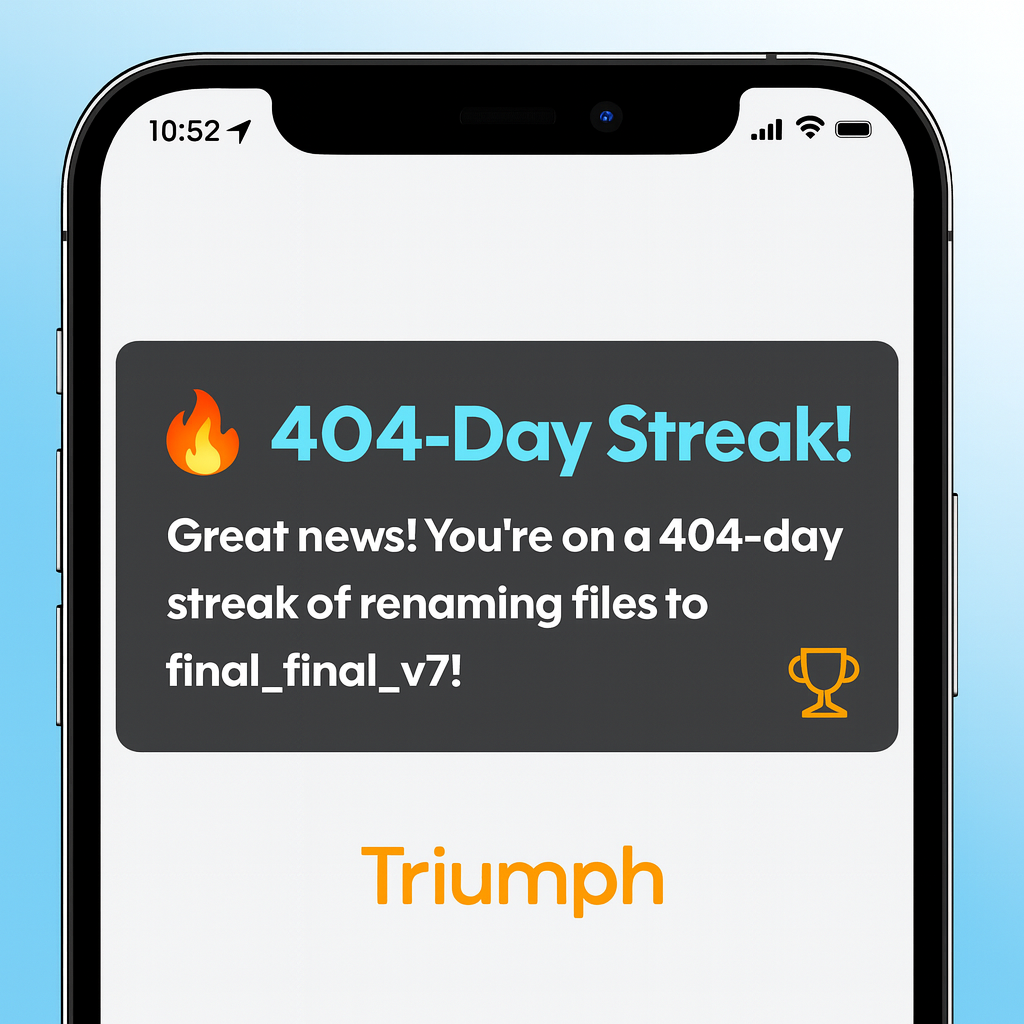 🔥 404-Day Streak! Great news! You're on a 404-day streak of renaming files to final_final_v7!
