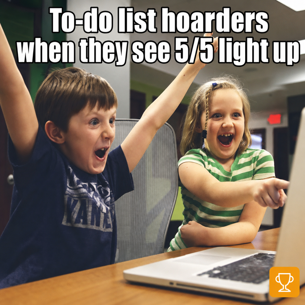 To-do list hoarders when they see 5/5 light up