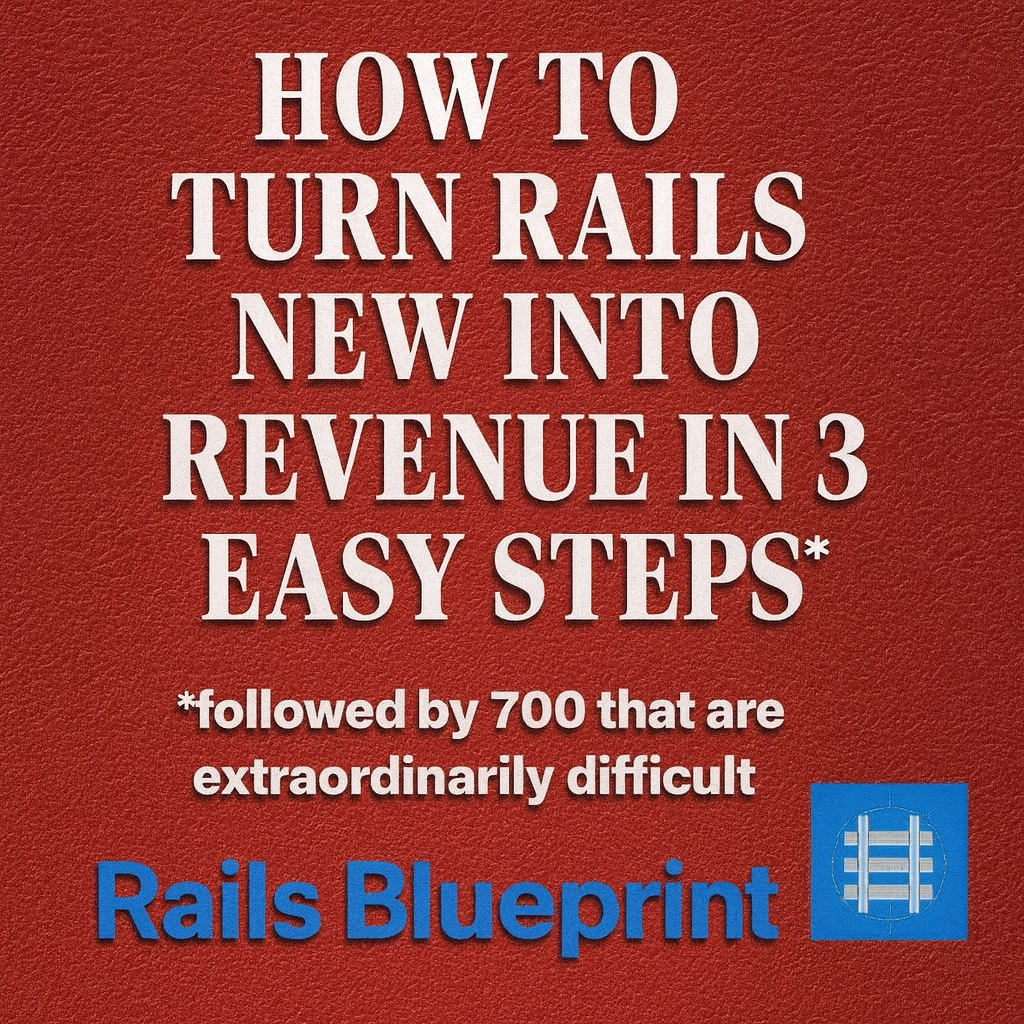 How to turn rails new into revenue in 3 easy steps* *followed by 700 that are extraordinarily difficult