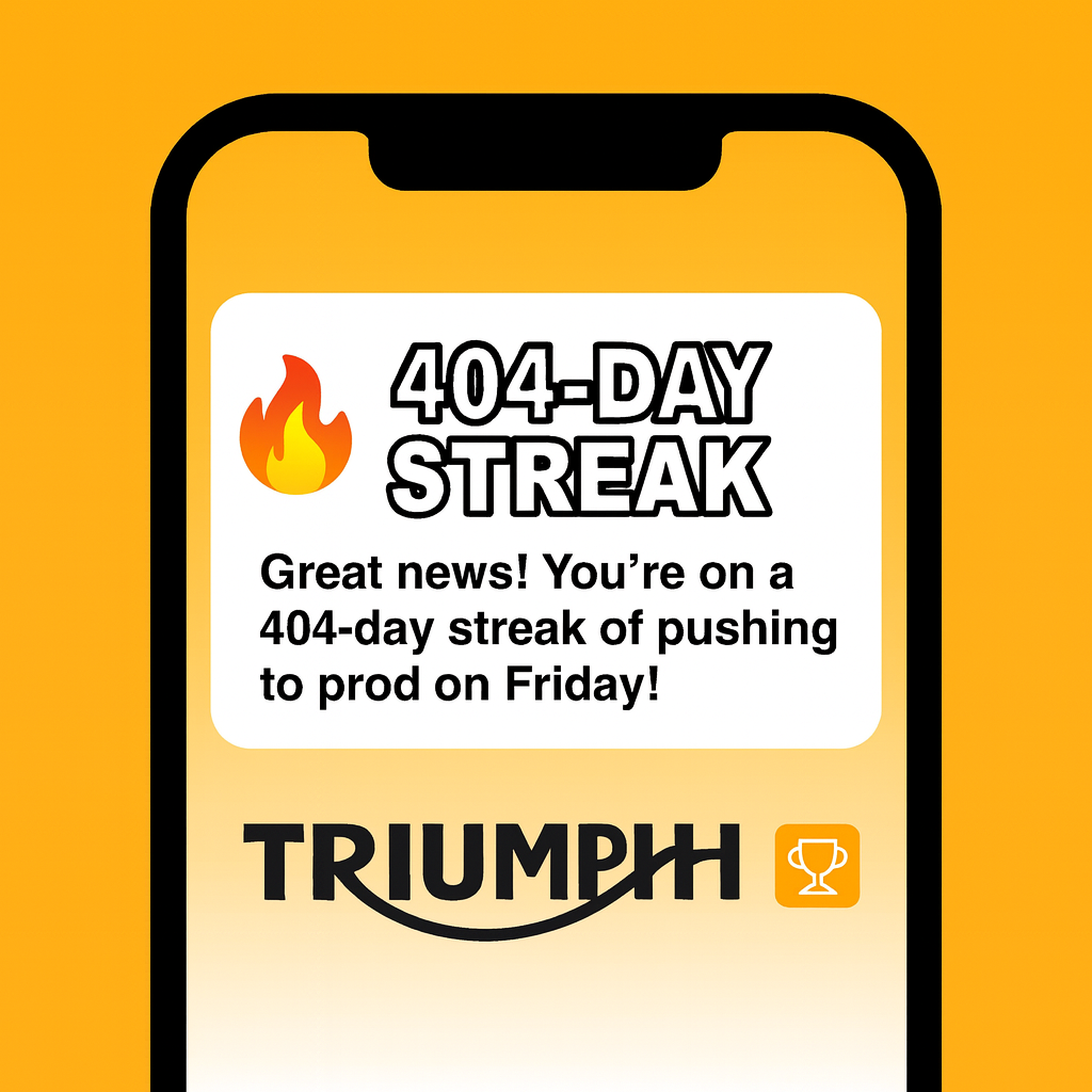 🔥 404-Day Streak! Great news! You're on a 404-day streak of pushing to prod on Friday!