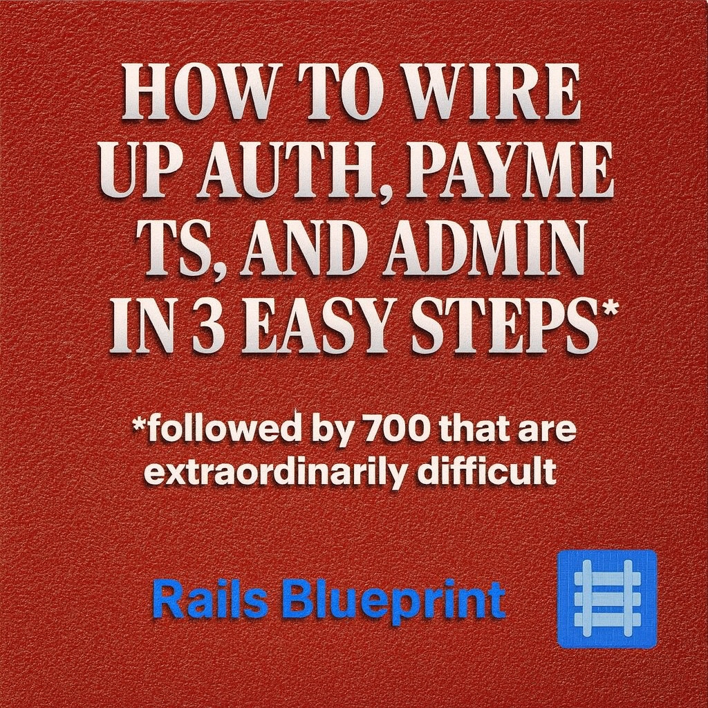 How to wire up auth, payments, and admin in 3 easy steps* *followed by 700 that are extraordinarily difficult