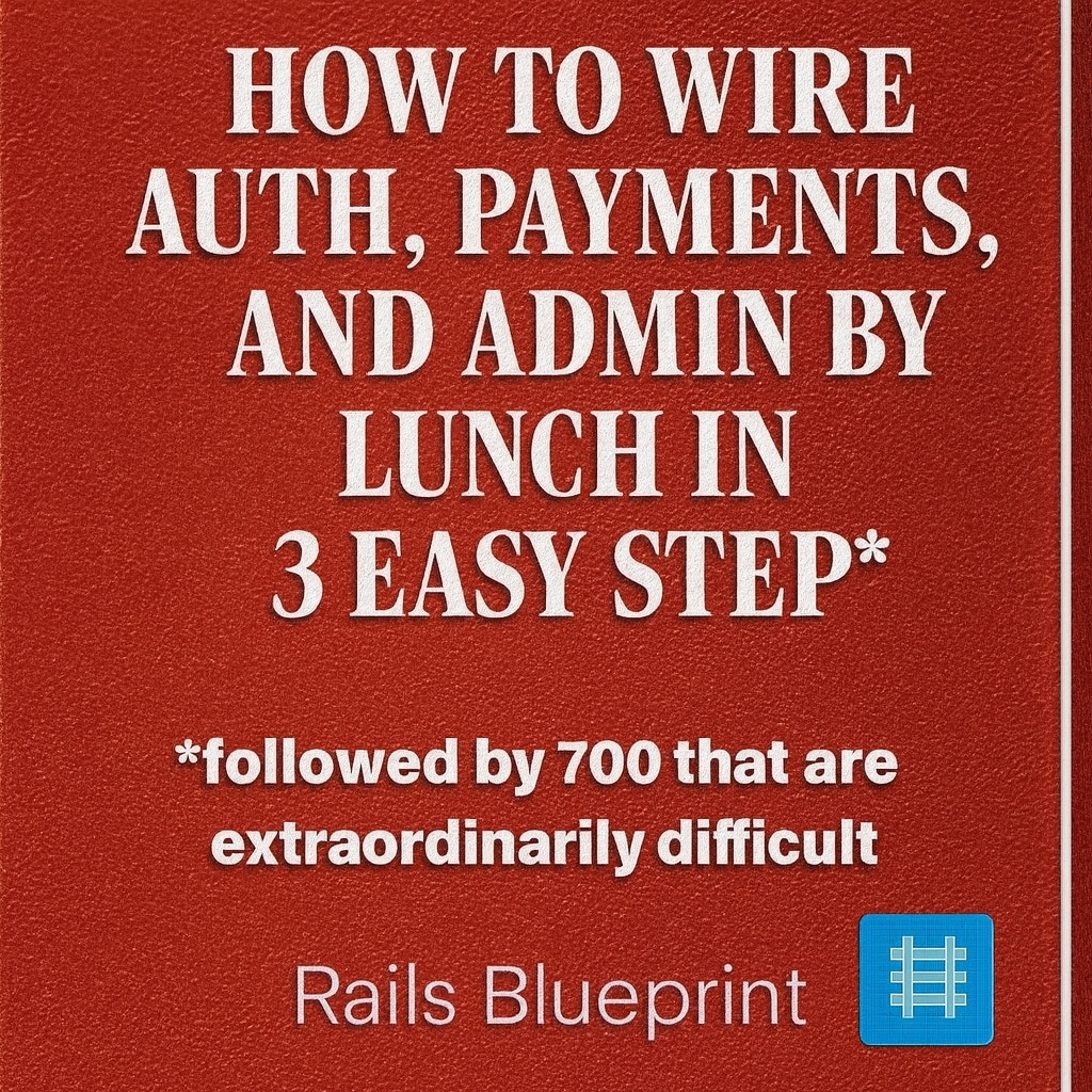 How to wire auth, payments, and admin by lunch in 3 easy steps* *followed by 700 that are extraordinarily difficult