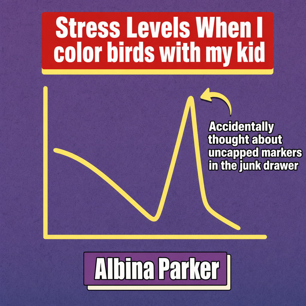 Stress Levels When I color birds with my kid / Accidentally thought about uncapped markers in the junk drawer