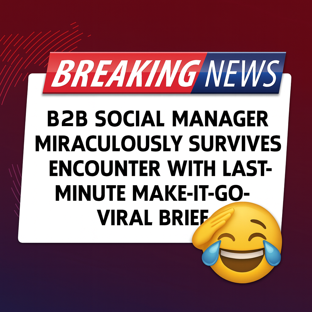 BREAKING: B2B social manager miraculously survives encounter with last-minute make-it-go-viral brief