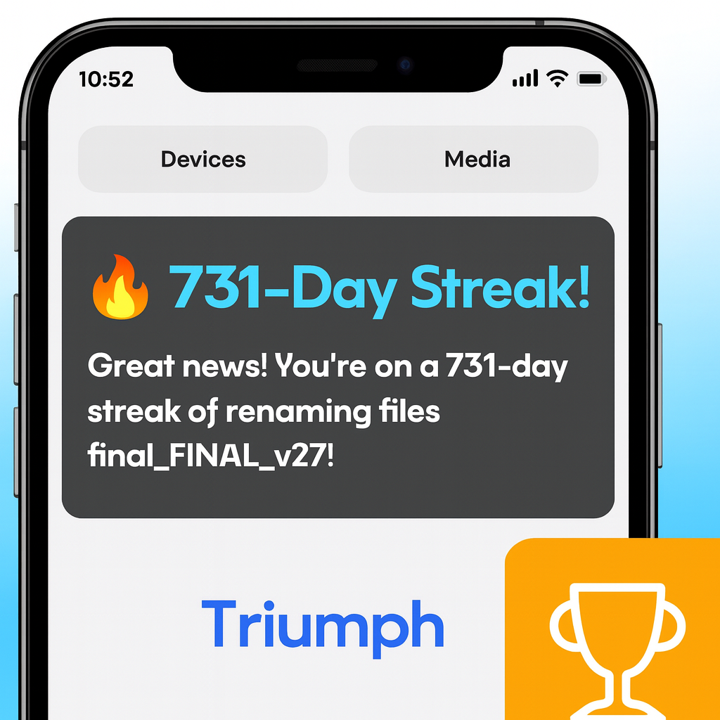 🔥 731-Day Streak! Great news! You're on a 731-day streak of renaming files final_FINAL_v27!