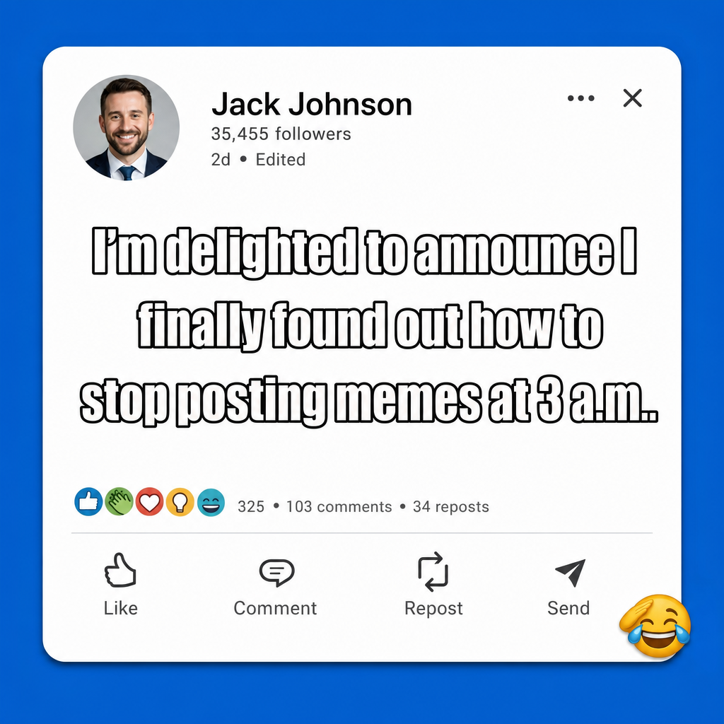 I'm delighted to announce I finally found out how to stop posting memes at 3 a.m..