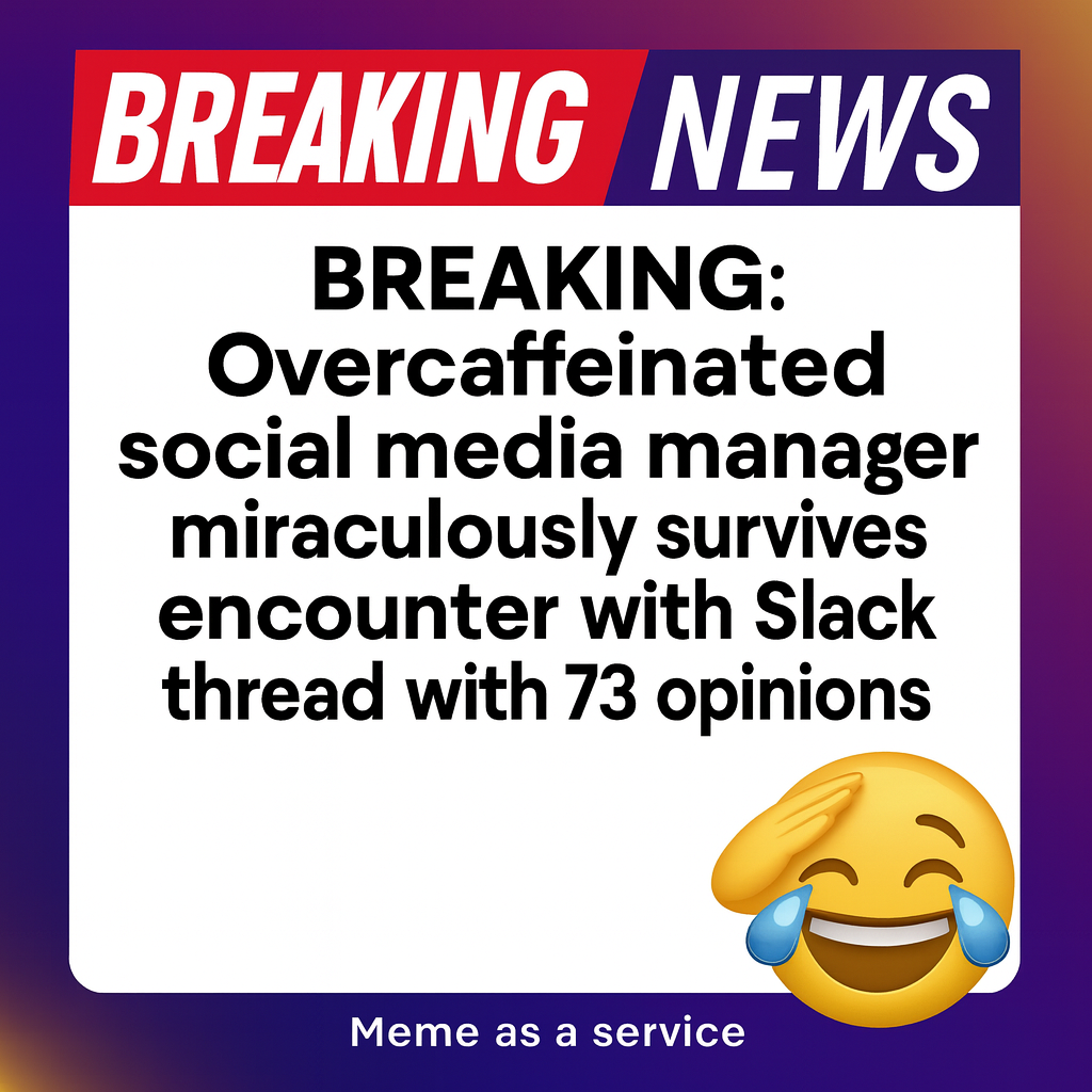 BREAKING: Overcaffeinated social media manager miraculously survives encounter with Slack thread with 73 opinions