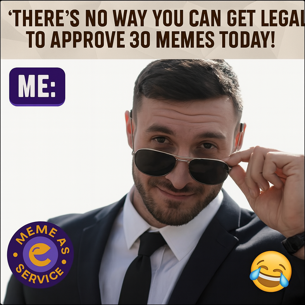 "There's no way you can get legal to approve 30 memes today!" ME: