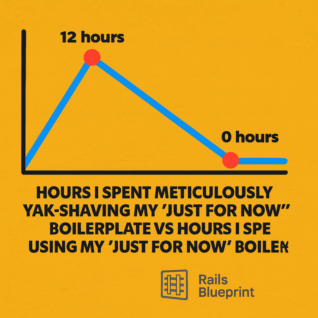 Hours I spent meticulously yak-shaving my 'just for now' boilerplate vs Hours I spent using my 'just for now' boilerplate