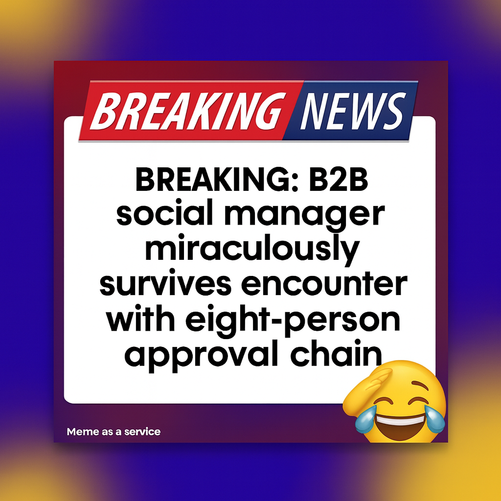 BREAKING: B2B social manager miraculously survives encounter with eight-person approval chain