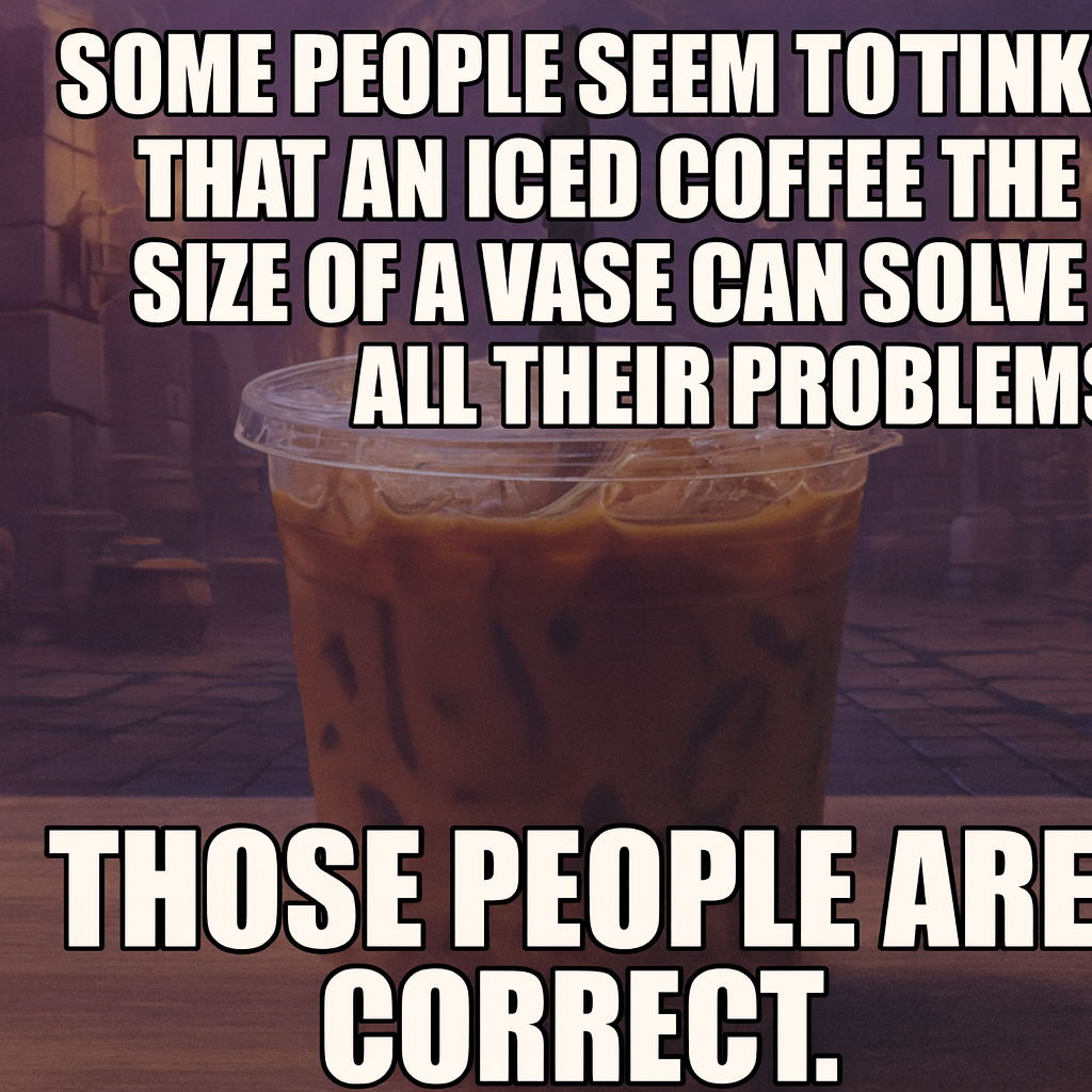 Some people seem to think that an iced coffee the size of a vase can solve all their problems?! Those people are correct.