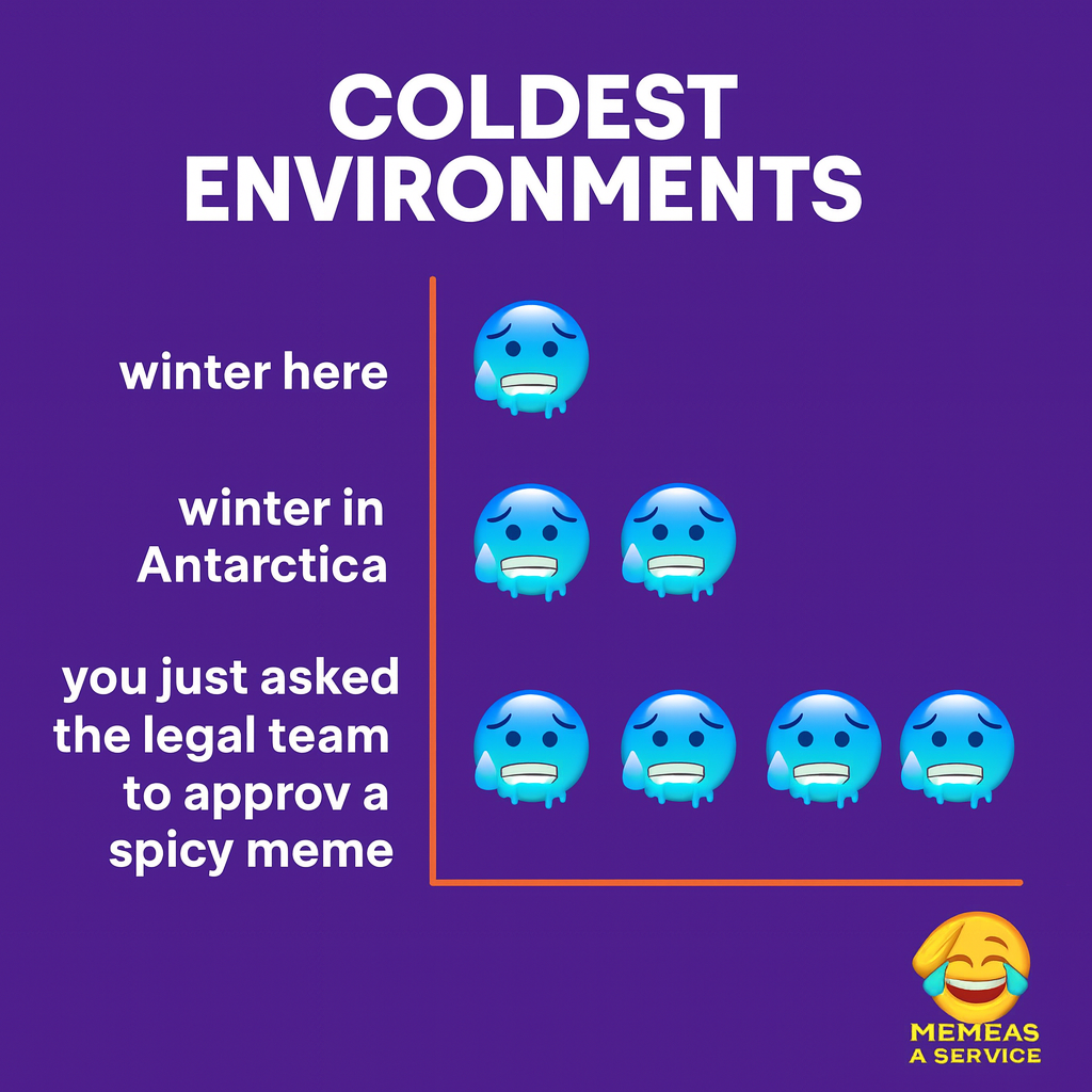 Coldest Environments
winter here
winter in Antarctica
you just asked the legal team to approve a spicy meme